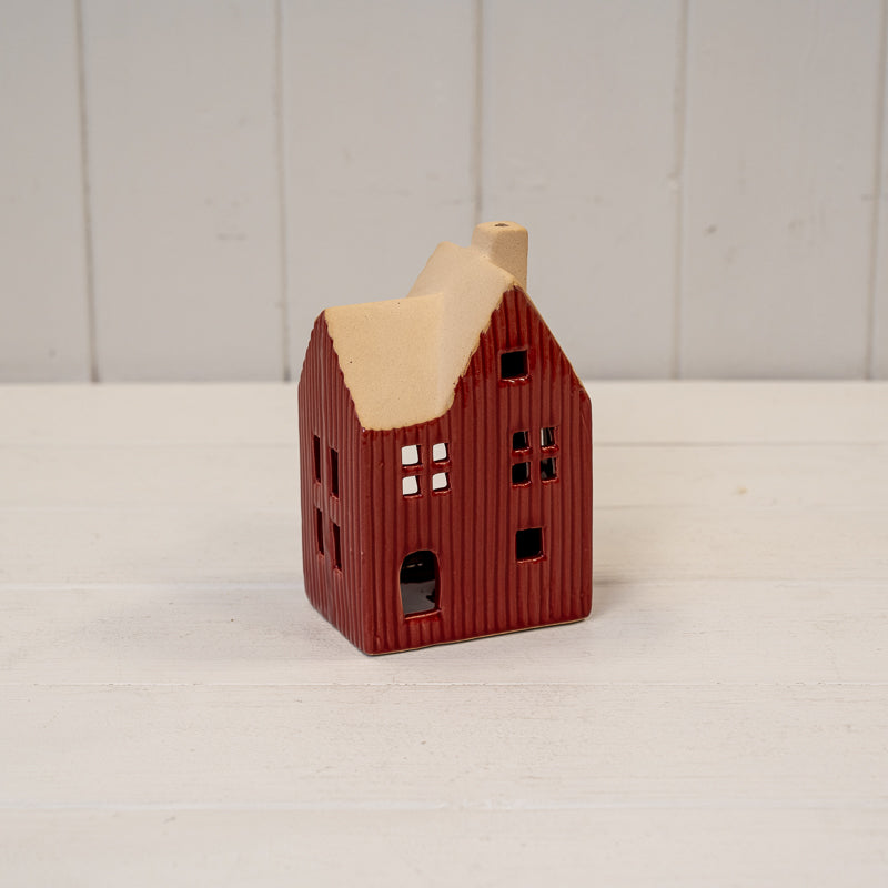 Red Ceramic House Tealight Holder