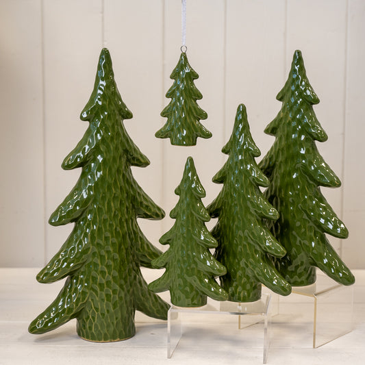 Dimpled Green Ceramic Christmas Tree Ornament
