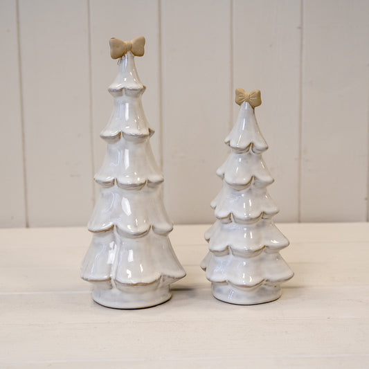 Stone Glazed Ceramic Christmas Tree With Bow