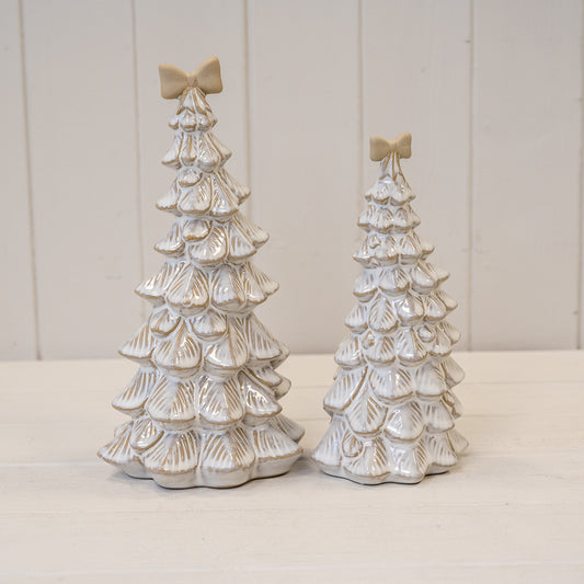 Stone Glazed Ceramic Bendy Christmas Tree With Bow