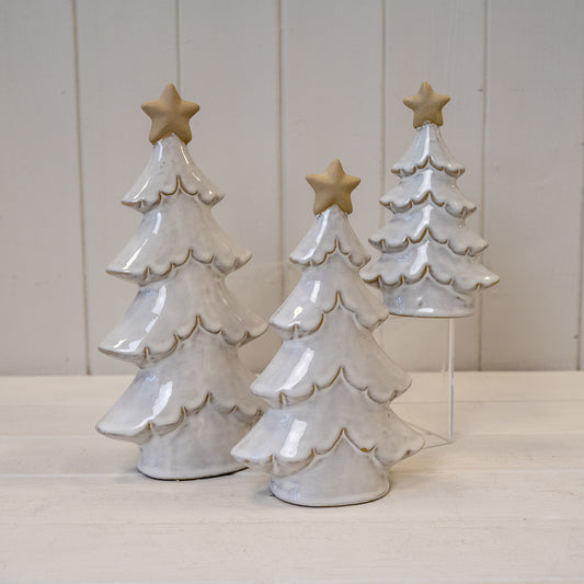 Stone Glazed Ceramic Christmas Tree With Star