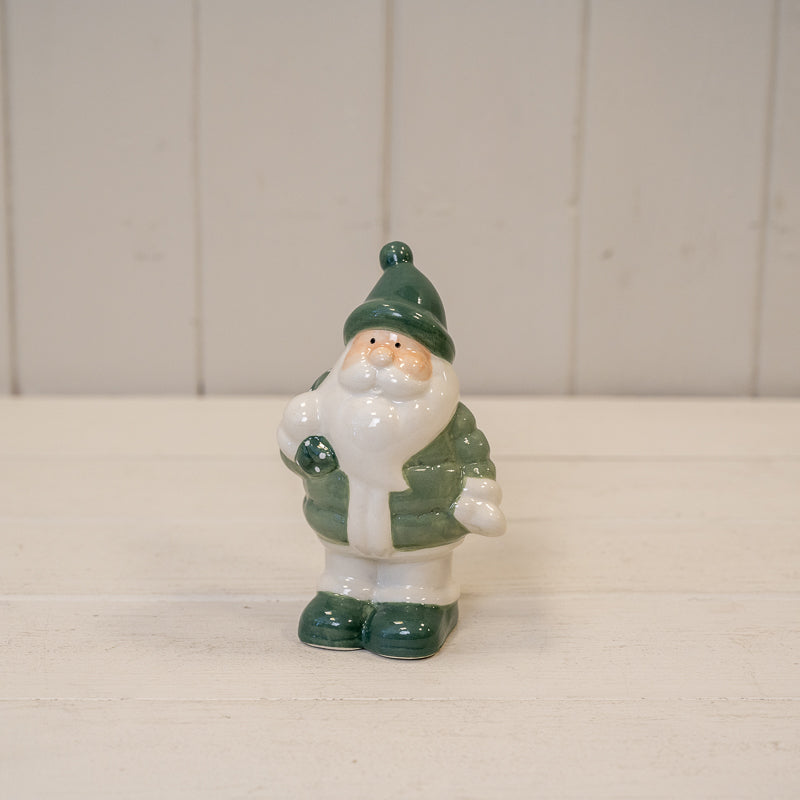 White/Green Ceramic Santa