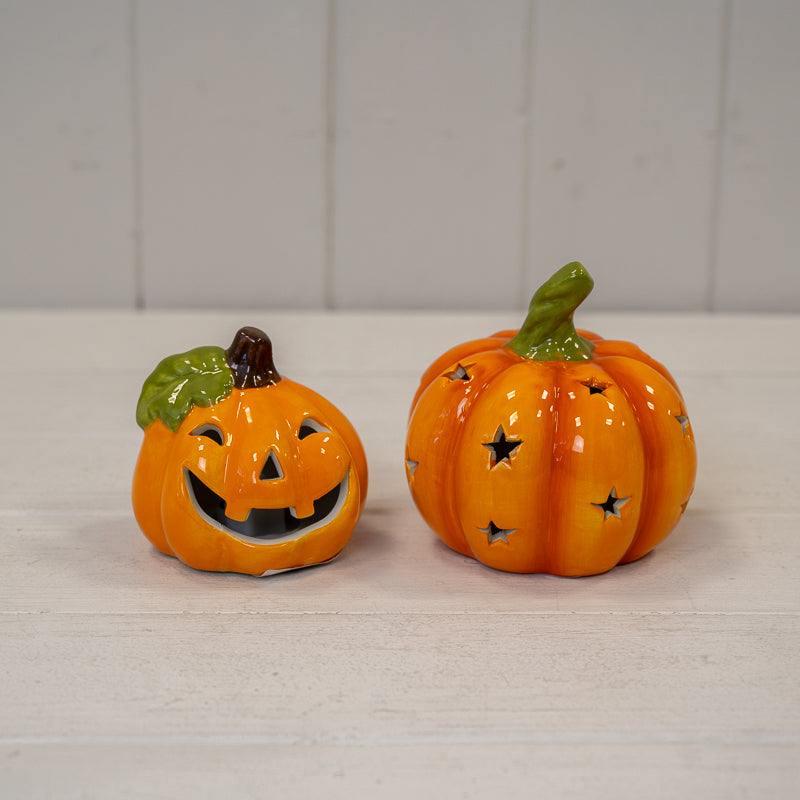 Orange Ceramic Pumpkin With LED
