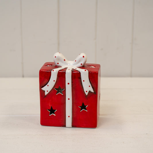 Red/White Ceramic Present With LED
