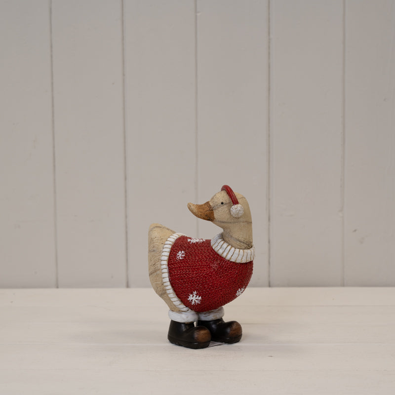 Festive Santa Polyresin Duck