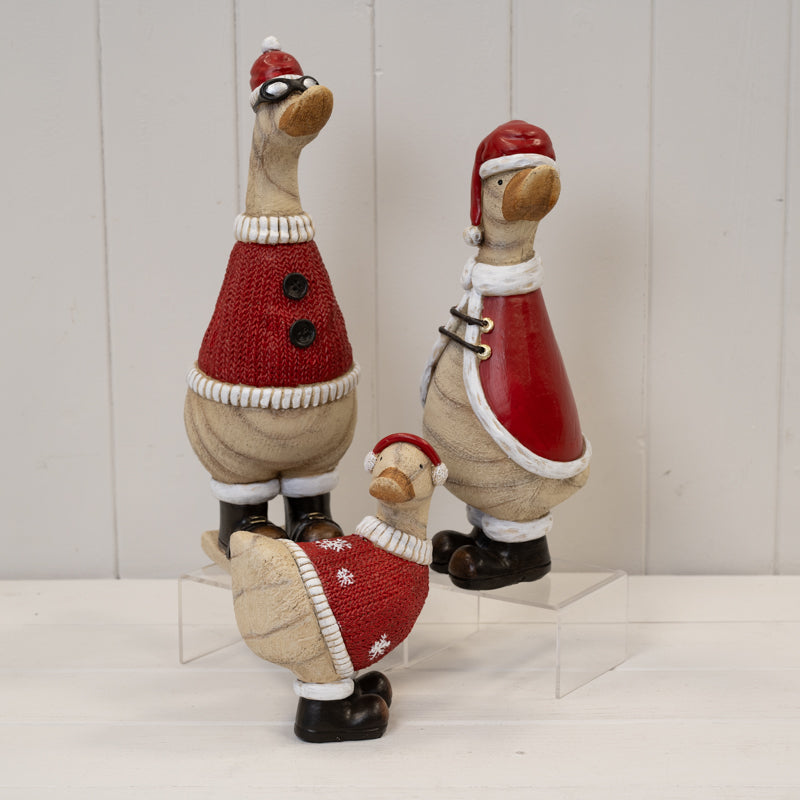 Festive Santa Polyresin Duck