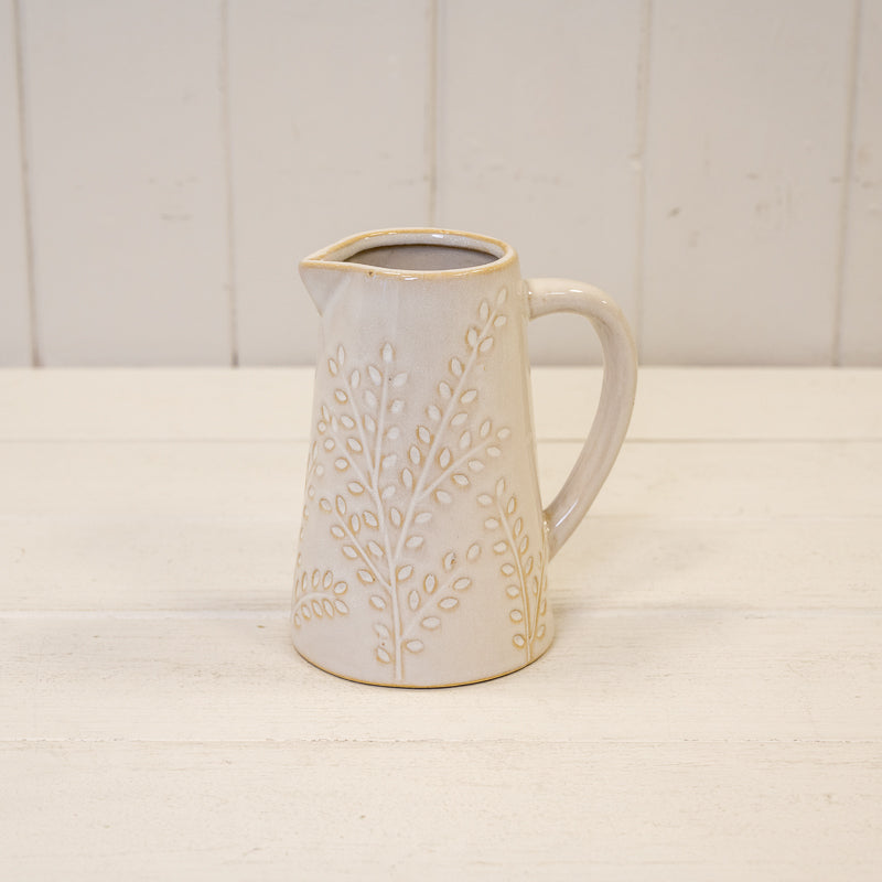 Ceramic Natural Jug with Olive Branch Design