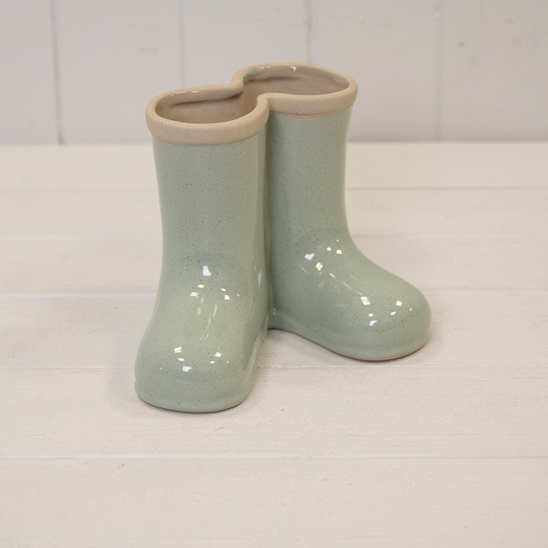 Sage Green Ceramic Wellingtons Vase