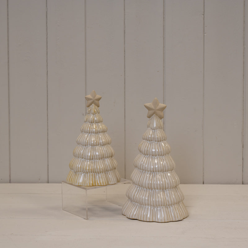 Stone Glazed Ribbed Christmas Tree With Star Topper