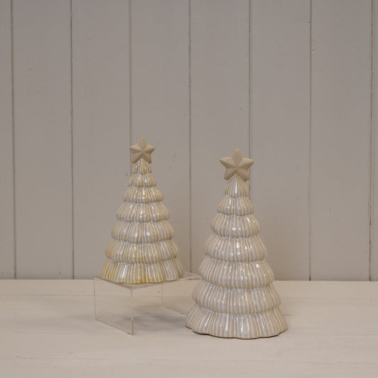 Stone Glazed Ribbed Christmas Tree With Star Topper