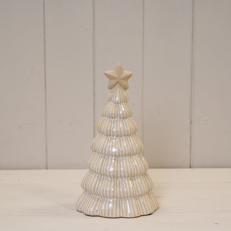 Stone Glazed Ribbed Christmas Tree With Star Topper