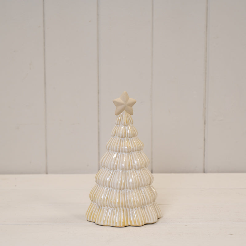 Stone Glazed Ribbed Christmas Tree With Star Topper