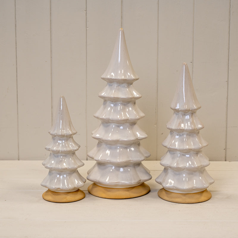 Stone Glazed Ceramic Christmas Tree With Textured Base