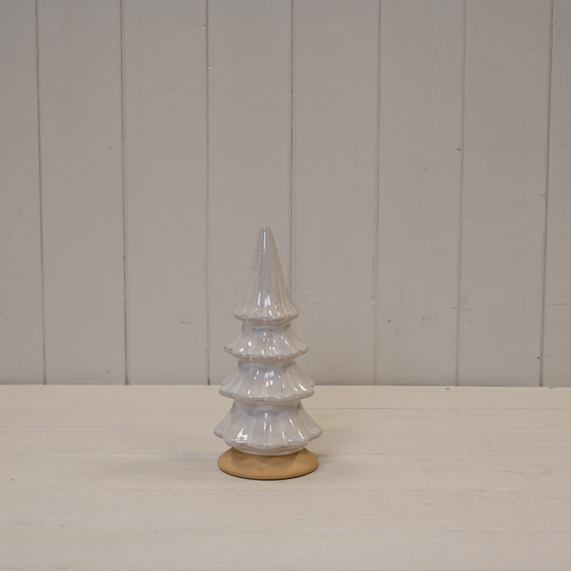 Stone Glazed Ceramic Christmas Tree With Textured Base