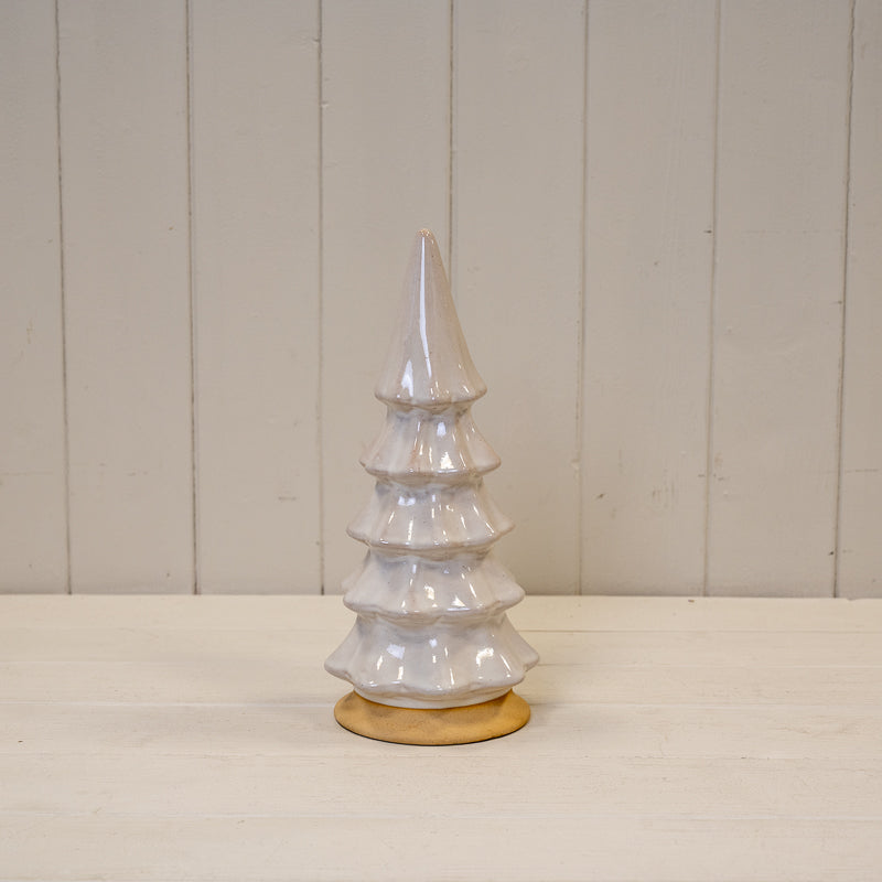 Stone Glazed Ceramic Christmas Tree With Textured Base
