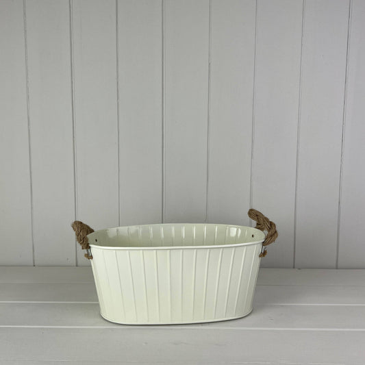 Oval Tapered Zinc Trough With Rope Handles