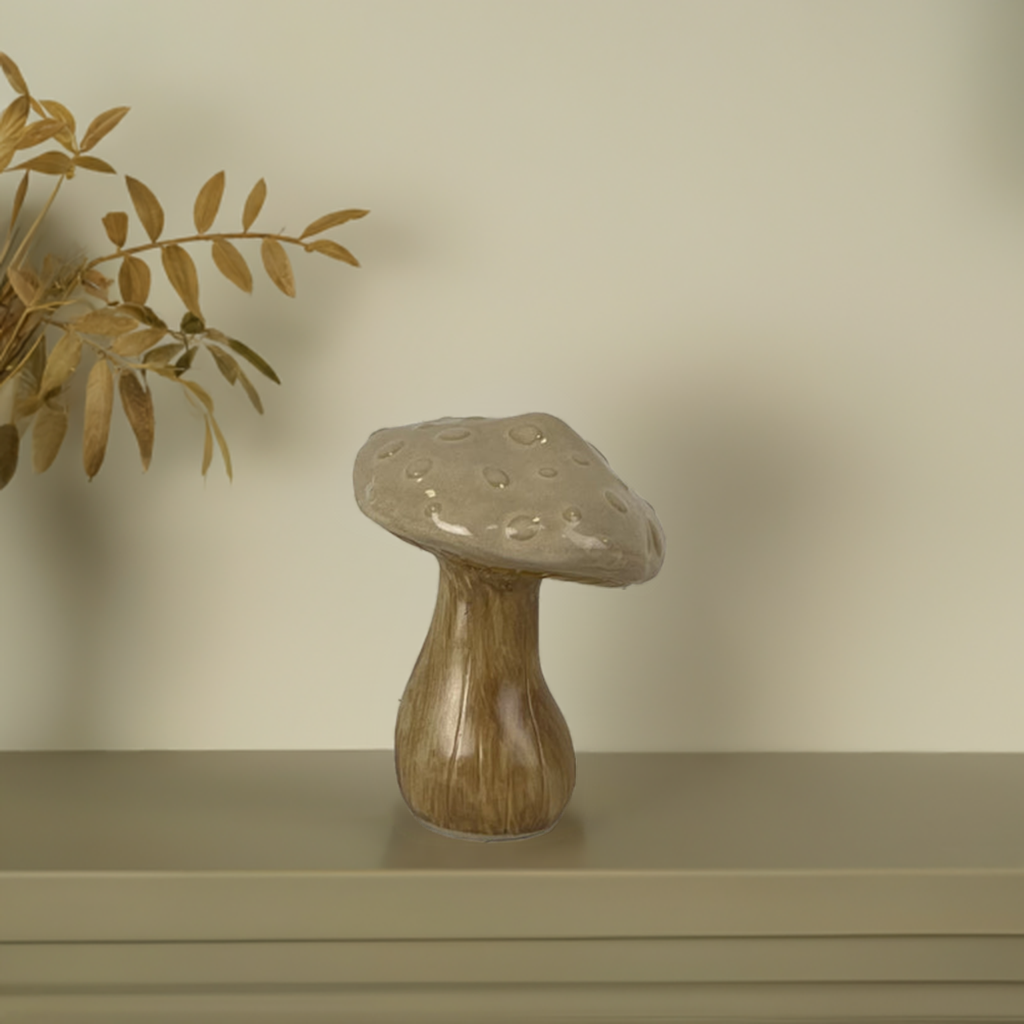 Beige Ceramic Mushroom Decoration