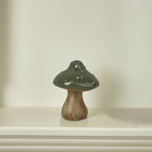 Dark Green Ceramic Mushroom Decoration