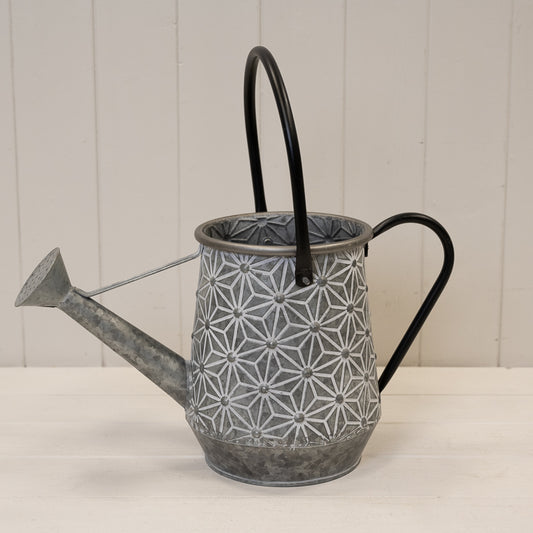 Embossed Daisy Design Watering Can With Tapered Base