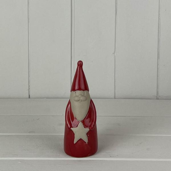 Red/White Ceramic Santa Decoration with LED