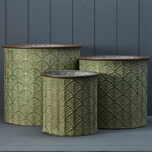 Zinc Vintage Green Planters Set
