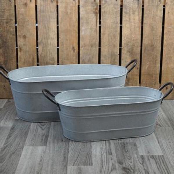 Aged Zinc Troughs Set