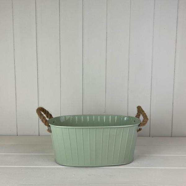 Oval Tapered Zinc Trough With Rope Handles