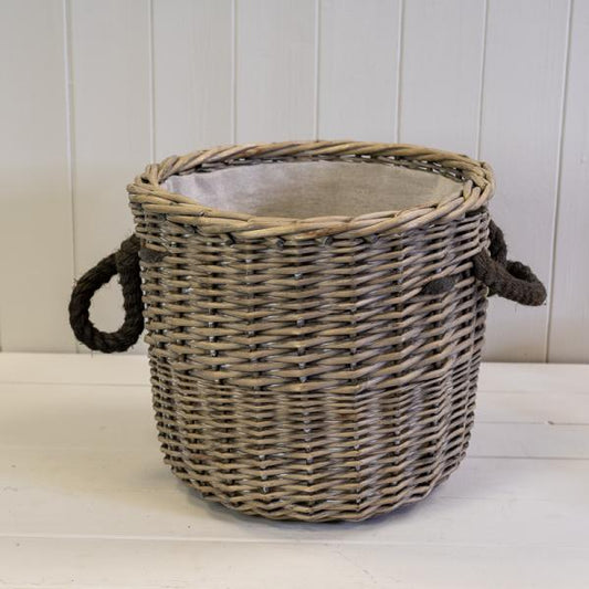 Round Basket With Rope Handles