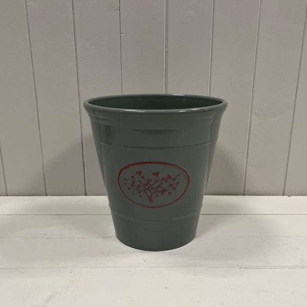 Grey Round Love Heart Tree Recycled Plastic Planter