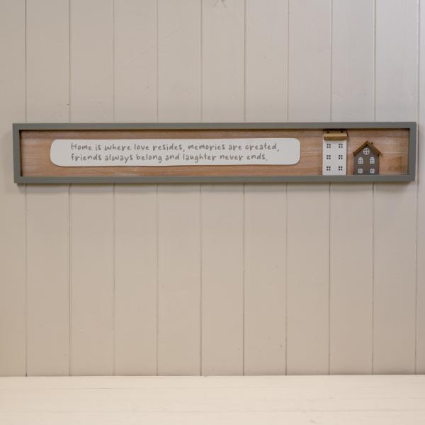 Rectangle Grey Wooden Sign 'Home is Where Love Resides'