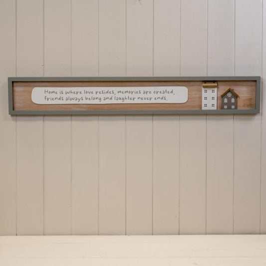 Rectangle Grey Wooden Sign 'Home is Where Love Resides'