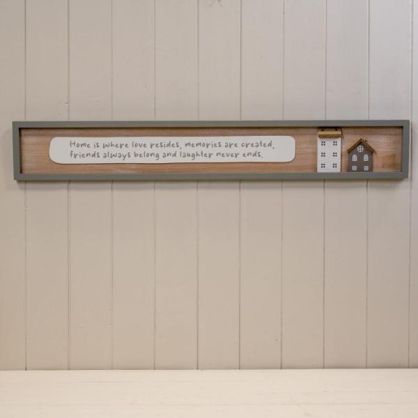 Rectangle Grey Wooden Sign 'Home is Where Love Resides'