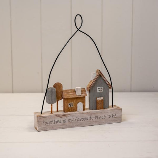 Wooden Hanging 'Together is My Favourite Place To Be' Home Sign