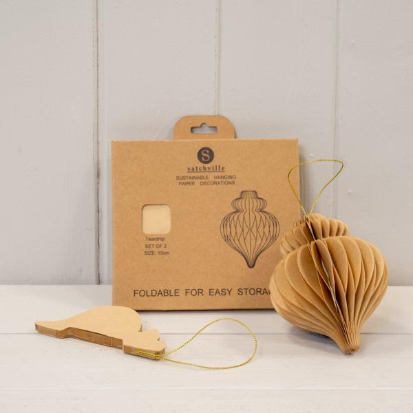 Set of 3 Caramel Teardrop baubles