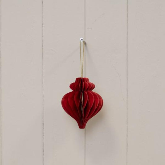 Set of 3 Deep Red Teardrop baubles