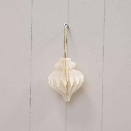 Set of 3 Off White Paper Teardrop baubles