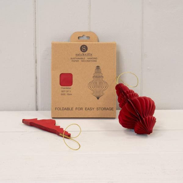 Set of 3 Deep Red Chandelier Baubles
