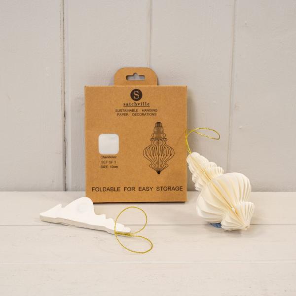 Set of 3 Off White Chandelier Baubles