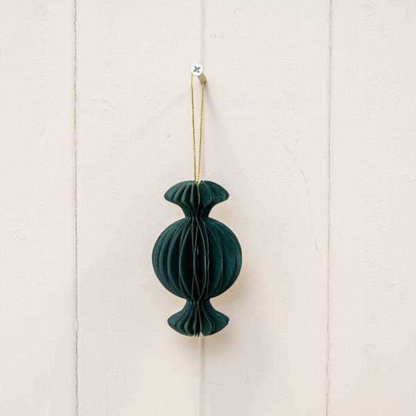 Set of 3 Dark Green Candy Baubles