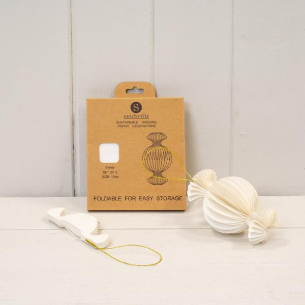 Set of 3 Off White Candy Baubles