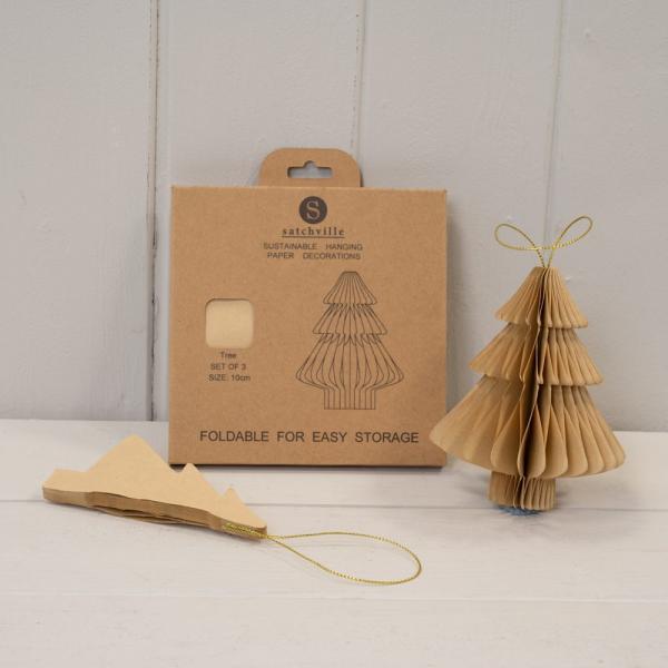 Set of 3 Caramel Tree Bauble