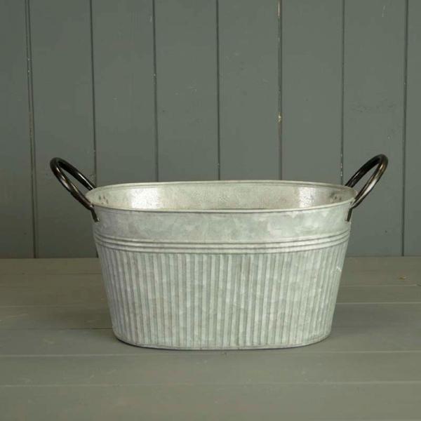 Oval Ribbed Aged Planter