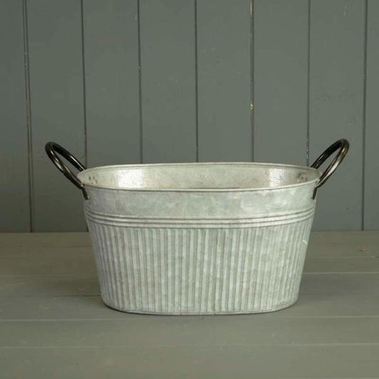 Oval Ribbed Aged Planter