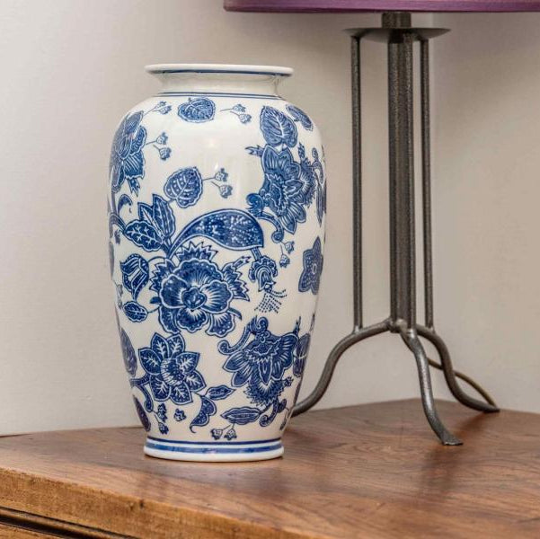 Anemone Blue & White Urn Vase