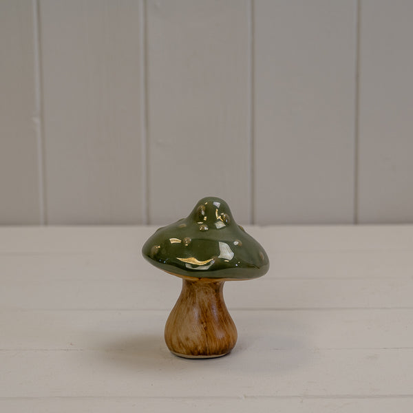 Dark Green Ceramic Mushroom Decoration