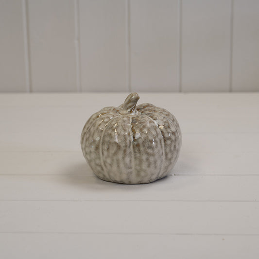 Beige Mottle Ceramic Pumpkin Decoration
