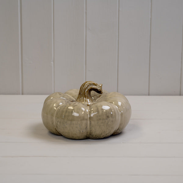 Beige Mottle Ceramic Pumpkin Decoration
