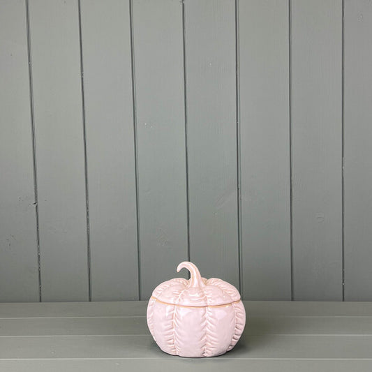Glazed Ceramic Pumpkin Jar With Textured Detail