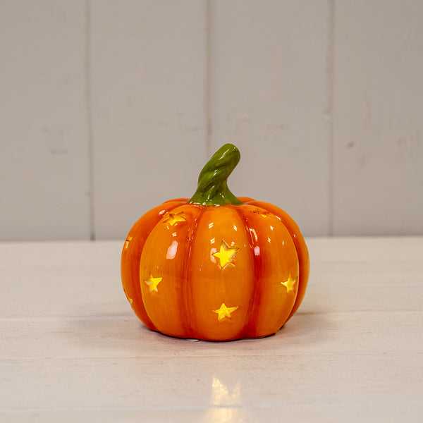Orange Ceramic Pumpkin With Led