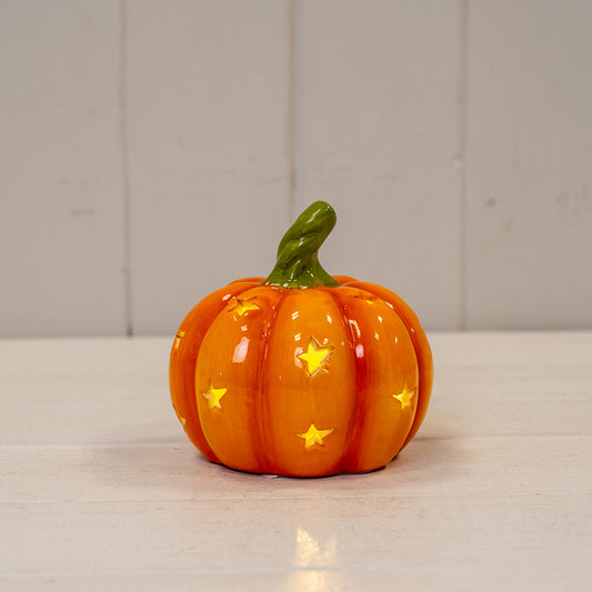 Orange Ceramic Pumpkin With Led